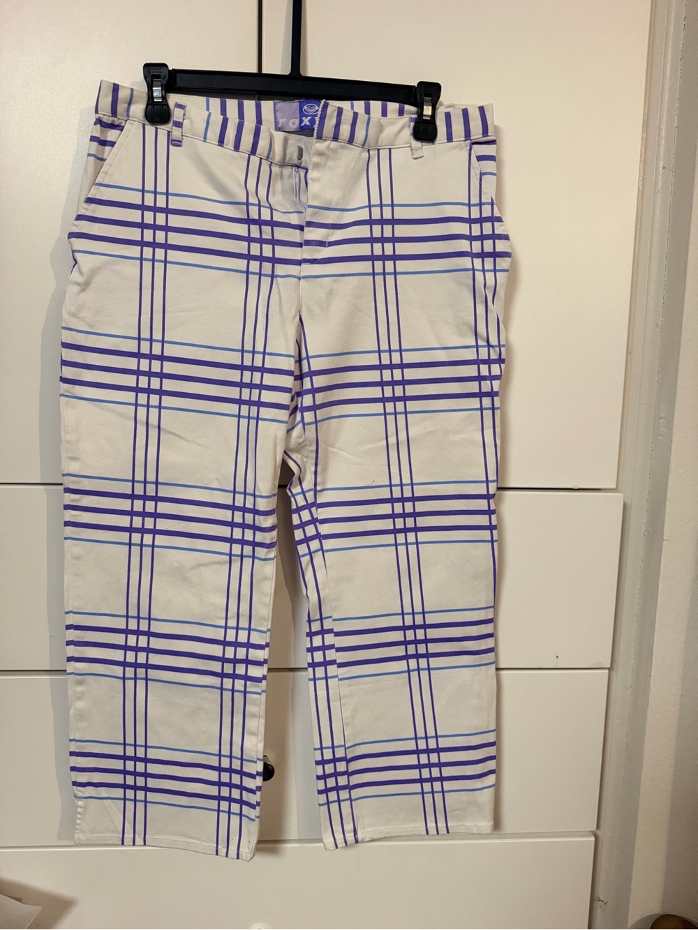 Roxy White Capris with Purple Plaid